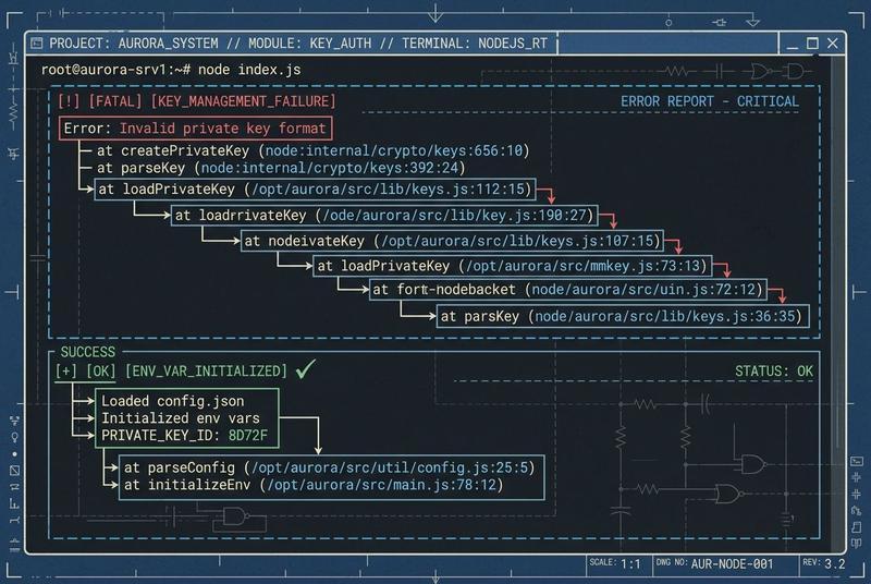 ElizaOS invalid private key stack trace and successful environment variable initialization