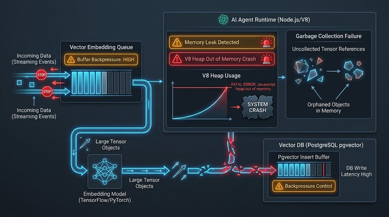ElizaOS V8 Heap Exhaustion and Vector Queue Backpressure Architecture