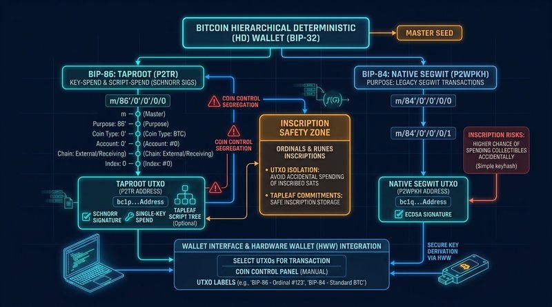 Bitcoin Taproot BIP-86 Derivation Architecture and Inscription Safety